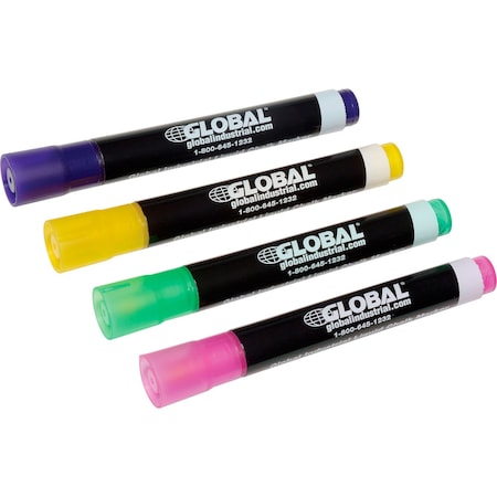 Global Industrial Wet Erase Chalk Markers, Pastels, 4PK 695694P